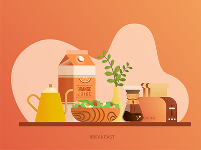 Breakfast bread breakfast coffee cook grain texture healthyfood illustration juice orange plants salad