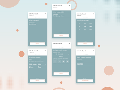 Account Creation - Step By Step account creation app design flat minimal mobile app onboarding sign up ui signup step by step steps ui ux