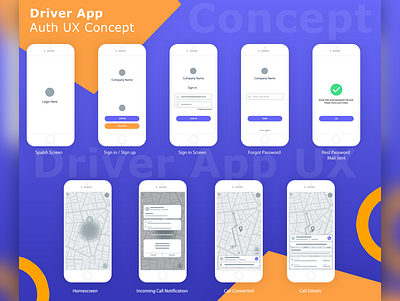 Driver App Auth flow Concept app design ui ux
