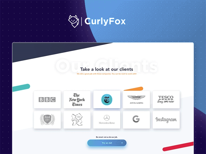 Our Clients | CurlyFox animation application card clean clients design interface landing ui ux