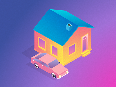 Funky House car color fun funky gradient gradients house icon illustration play