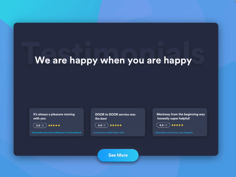 Testimonial UI card web design website review platform ux ui testimonial