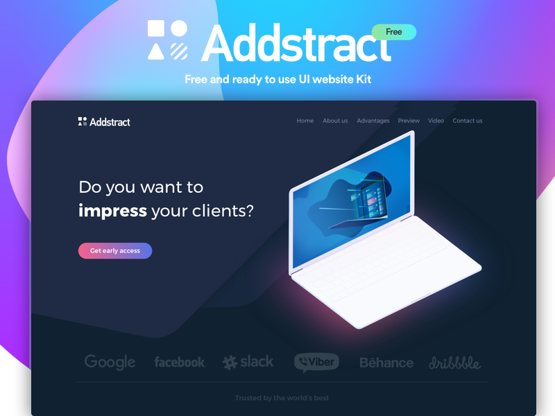 Addstract | Free UI kit gradient interaction web webdesign website illustration free ux ui page landing