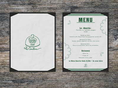 Menu Mockup "La Cantina" piste 1 2d adobe art brand design brand identity branding branding design business clean design graphic design illustration logo logodesign menu mockup motion graphics photoshop portfolio restaurant