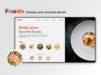 Foodo - food order website design app design diner figma figma mockup food foodo illustration logo mockup photoshop restaurant ui ux web webdesign