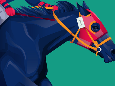 Number 1 blue derby horse horse racing illustration jockey vector