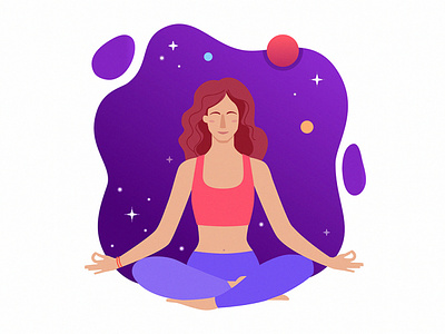 Space yoga colors cosmic girl illustration meditation relax space stars yoga