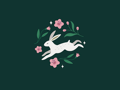 Rabbit illustration art drawing easter flat floral hare illustration logo logotype magic ornament rabbit