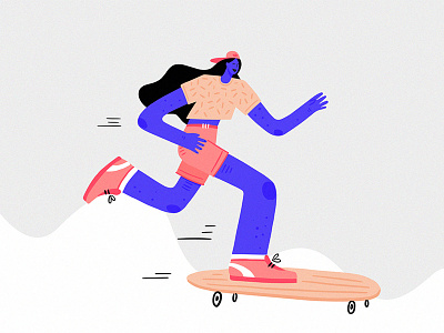 Skate Girl artwork blue drawing girl illustration longboard procreate skate skateboard skater urban