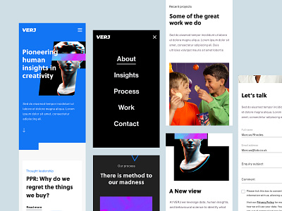 VERJ - Mobile Screens agency agency website design ui ui design ux web web design webdesign website website design