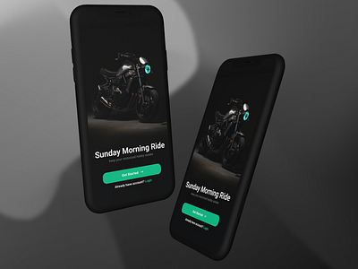 Sunday Morning Ride App app bike black green human morning motorcycle ride sunday sunday morning ride ui ux