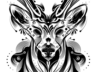 Venado animal black and white deer detail lines nose points tutorial