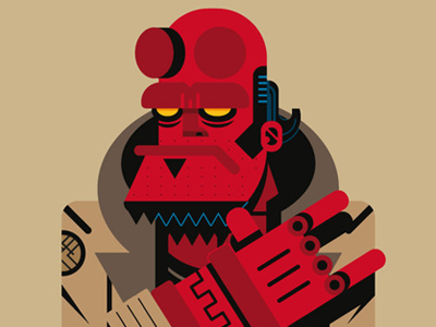 Hellboy angry beard character fan art hellboy red vector