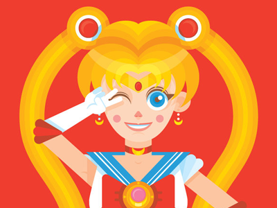 Sailor Moon cute fan art girl hair red sailor scout serena vector