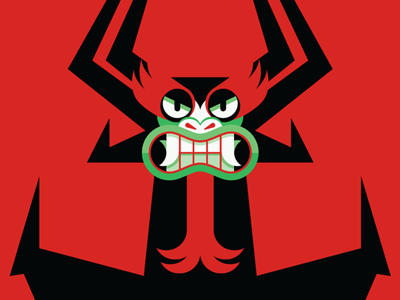 Aku aku angry beard black cartoon network fan art geometric red vector