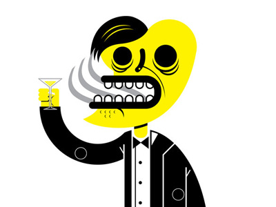 Buenos Malos Habitos cup heart illustrator skull smoke suit vector yellow