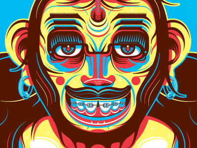 Donevacha geometric happy monkey primary vector