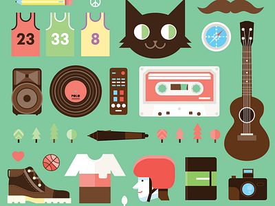iconos hipsters cat green hipster icon music