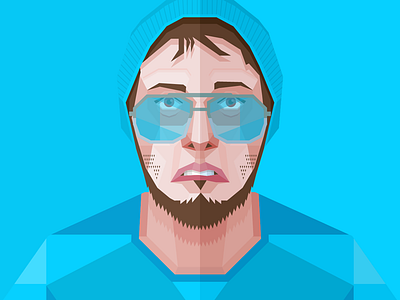 Azul azul blue derp face geometric glasses portrait vector yo