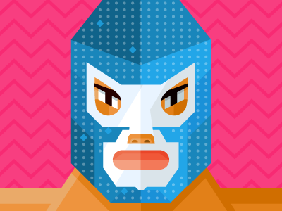Luchador angry blue geometric lucha libre pink vector wrestler
