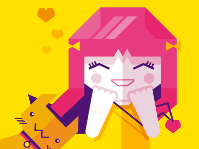 Sophie cat geometric girl grwpo happy vector yellow