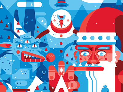 Navidad Angular angry blue christmas geometric helbetico red santa vector