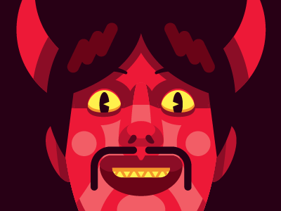 Diablo angry crazy devil geometric horns loco man red vector yellow