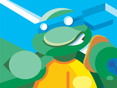 Leonardo Selfie blade blue fan art geometric green happy leonardo tmnt turtle vector