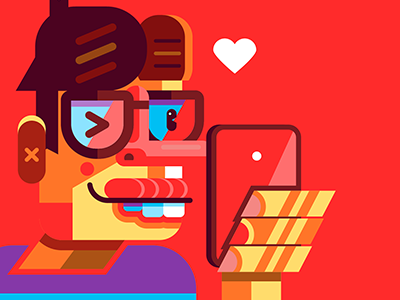 Selfie color geometric happy heart loco red selfie vector