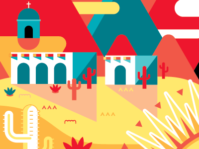 Paisajito colors geometric mexico red vector yellow