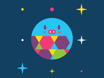 Planetin blue colors geometric loco planet space stars vector