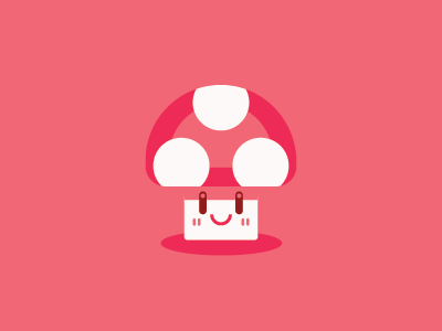 Mushroom cute geometric helbetico kawai mushroom red smile vector wip