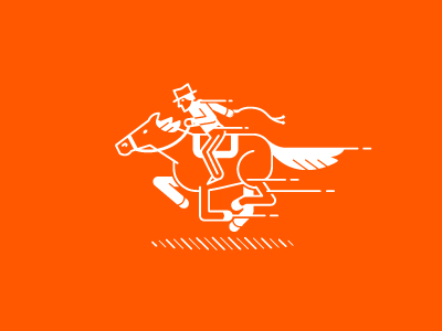 Horse animal geometric horse man orange run vector white work