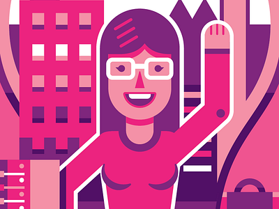 Happink cute geometric girl happy monochromatic pink purple vector work