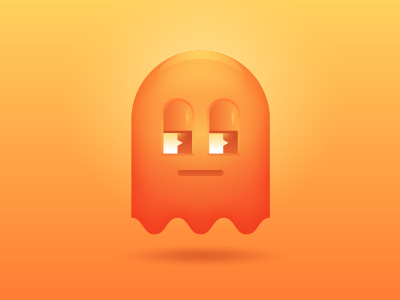 Clyde fan art gradient yellow meh cute orange geometric ghost namco pacman vector