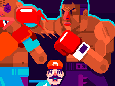 Punch Out angry blue box fan art mario mike nintendo punch purple red tyson vector