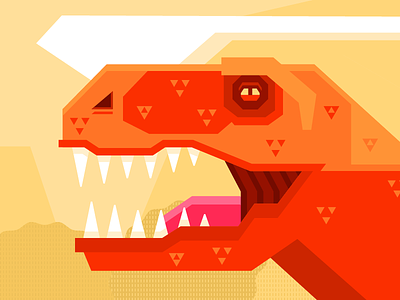 T-Rex dinosaur geometric happy loco oldie orange vector yellow