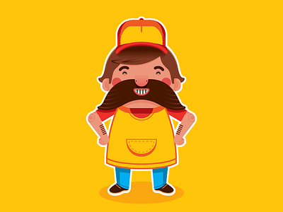Don Chule character design geometric happy mustache sir vector yellow