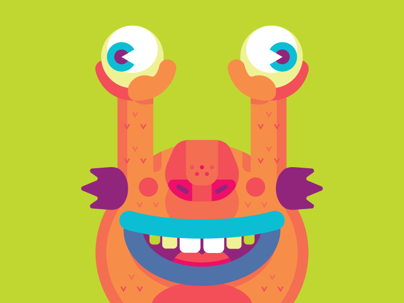 KRUMM happy green orange eyes monster krumm geometric vector nickelodeon