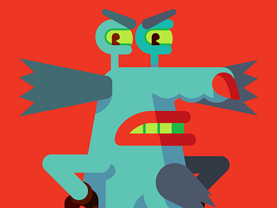 Gromble angry blue fan art geometric grumble monster nickelodeon red vector