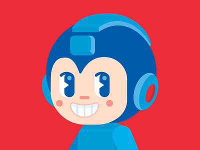 Megaman blue capcom fan art geometric happy red vector
