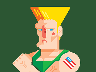 Guile angry fan art geometric green guile hair loco street fighter vector