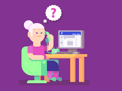 Abuelita y Facebook cute geometric grandma green purple question test vector