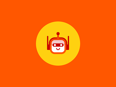 Bot Icon cute geometric happy icon orange robot vector yellow