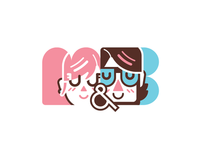 Melody & Beto blue cute geometric happy love man pink smile vector woman