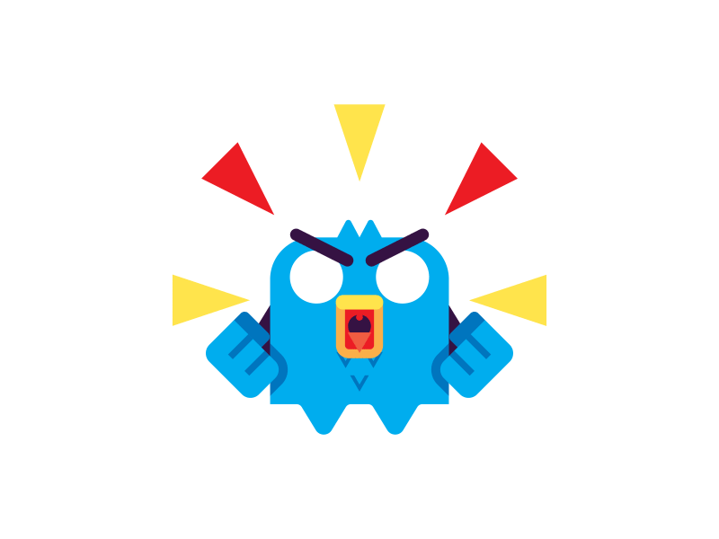 Enojado angry bird blue cute geometric gif loco motion vector