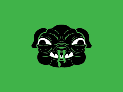 Perro animal boogers dog green loco pug vector