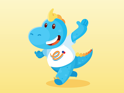 Chechi blue character dinosaur happy illustration proposal run vector yellow