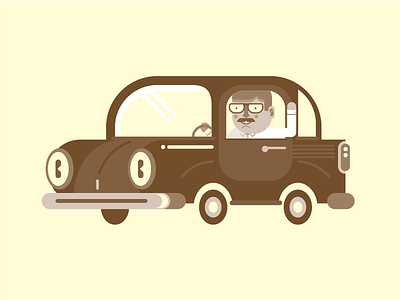 Don Señor brown car face geometric happy mister oldie vector