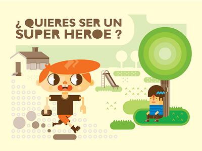 Quieres ser un superhéroe ? book font geometric kids oldie run tree vector